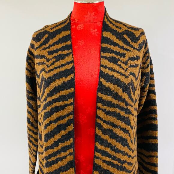NWT Nine West M knit open front duster jacket long cardigan sweater animal print - Picture 13 of 15